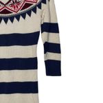 American Eagle  Sweater Dress Size Medium‎ Navy Cream Striped With Nordic Pattern Photo 2