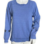 Monrow Shirt Womens Small Blue Star Print Cuffs Sweatshirt Basic Lounge‎ Casual Photo 0