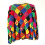 The Limited Vintage Hand Knit Embroidery Crochet Patchwork Gold Metallic Sweater M/L Photo 4