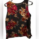 Delicates Vintage 90s Dark Floral Metallic Shimmer Shine Sleeveless Blouse Photo 4