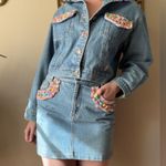 JouJou Vintage Beaded Denim Jacket and Mini Skirt Set Blue Photo 11