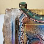 Anuschka  Hand Painted Leather Shoulder Bag Butterfly Floral Art Purse Photo 4