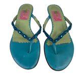 Lilly Pulitzer Vintage Thong Kitten Heel Sandals Teal Green 6.5 Photo 5