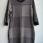 Calvin Klein Pink Gray Office Career Sweater Dress Houndstooth Cozy Size Large Photo 0
