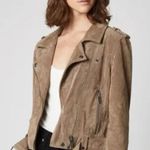 BlankNYC Beige Tan 100% Leather Suede Long Sleeve Zip Up Biker Moto Jacket Sz S Photo 0