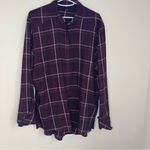 Paige  Joss Oversized Plaid long sleeve button up shirt maroon women’s size large Photo 5