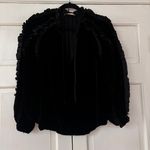 Ulla Johnson Lisbeth Velvet Blouse Noir Black Balloon Ruffle Sleeves Size 2 XS Photo 3