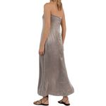 DISSH Mia Pewter Strapless Satin Maxi Dress US 8 Silver Photo 1