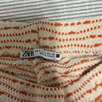 ZARA  // cream & orange jacquard knit pull on straight leg pants Photo 5