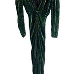 Ronny Kobo Astrid Green Animal Print Velvet Ruched Long Sleeve Midi Dress XS Photo 3