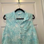 Time & Tru Blue/White Tie Dye PrintSleeveless Button Up Top XXL Photo 4
