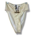 Pretty Little Thing Cream Hammered Trim Bandeau & High Waist Bikini 2-Piece Set Photo 8