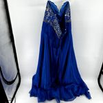 Mac Duggal Sequin Beaded Chiffon Evening Gown Prom Dress Strapless Royal Blue 16 Photo 5