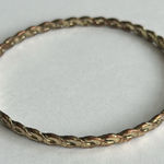 Women’s vintage dainty gold tone‎ flat braided bangle bracelet one size Photo 0