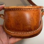 Vintage handmade leather brown weaved woven mini bag crossbody contrast stitches Photo 4