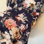 Siren Lily 2/$12 Women’s Maternity Pink Navy Floral Sheer Stretchy Top Size M Photo 6