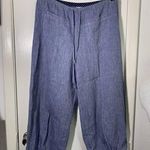 Kleen, blue/puple linen baggy cropped drawstring pants.M Blue Size M Photo 0