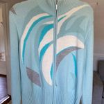 Vintage Basler Angora Wool Zip Cardigan Sweater Abstract Winter Autumn Artsy 80s Blue Size M Photo 0