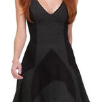 Hale Bob  Sleeveless V Neck Fit and Flare Dress Panel Blocked Black & Gray‎ EUC S Photo 0