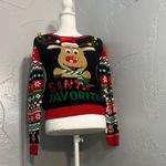 No Boundaries  Festive Reindeer Sweater - Black, Red, Green Photo 5