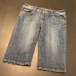 Democracy Women's Mid Rise Flap Pockets Bermuda Denim Shorts Dark Wash Size 12 Photo 0
