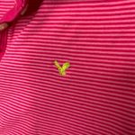 American Eagle Y2K  Pink Stripe Eagle Polo Shirt Sz Medium Photo 8