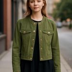 Michael Kors NWT Cotton Denim Jacket in Smoky Olive Large Photo 1