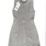 ZARA Knit Mini Dress Wool Blend Gray Bodycon Front Zipper Fall Winter Small NWT Photo 1