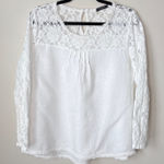 Lungo L'Arno Made In Italy 100% Linen Small Long Sleeve Lace Top Blouse Pintuck White Photo 0