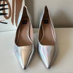 Zac Posen  Silver Holographic Pointed‎ Toe Slip On Block Heel Leather Pumps 8.5 Photo 1