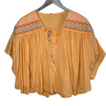 Free People  Orange Boho Market Embroidered Cotton Tunic Medium Photo 0
