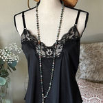 Vtg Maidenform nylon USA union made black lace cami tank 36 med large Photo 0