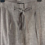 BCBG Maxazria Brown Linen Paperbag Pants Size 8 Wide Leg Academia Career Classic Photo 1