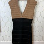 Wow Couture  Tan and Black Shimmer Colorblock Bandage Dress - Size - Small Photo 5