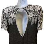 Vintage Beaded Dress Black Silk Party Cocktail‎ Dress Open Back M Size M Photo 4