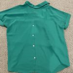 J Jill Blouse Womens 2x Wearever Collection Kelly Green Button Back Boxy Collar Photo 2