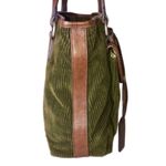 Ralph Lauren Vintage Olive Green Corduroy &Brown Leather Shoulder Bag MINT•RARE Photo 14