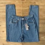 Nasty Gal NWT  High Waist Pinstripe Mom Jeans Photo 4