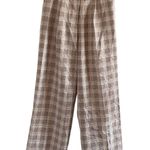 LIONESS Mulholland Pants Cream Brown Plaid New XS Photo 1