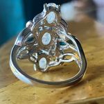 Natural Sleeping Beauty Turquoise Rainbow Moonstone Ring Size 8 Silver Photo 4