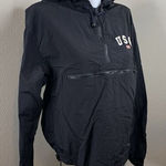 John Galt John J Galt Black Pullover 1/2 Zip Zip Pouch Sz M? Fit Hooded Nylon Coat Jacket Photo 0