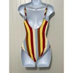 Solid & Striped  Nina Multi Color Striped One‎ Piece Swimsuit Blue Red Yellow XS Photo 4