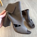 Pedro Garcia Brown Suede Peep Toe Cutout Block Heel Booties Size 39 (US 9) Gray Photo 1