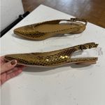 Stuart Weitzman Minnie Python Serpent Gold Metallic Slingback Flat, 8, Like New Photo 3