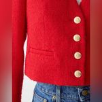 J.Crew  V-neck Lady Jacket in Maritime Tweed red festive size 16 gold button Photo 3