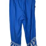 Roller Rabbit Blue Embroidered Trim Cropped Flowy Pants Size XS Photo 1