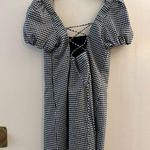 ZARA  Gingham Puff Sleeve Mini Dress black and white size large Photo 8