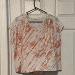 Mystree  Tank Top Size Small Tie Dye Lace shoulder Orange White Tee Shirt GUC Photo 0
