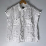Talbots  Extended Shoulder Linen Collar Short Shirt Button Down Medium White Photo 0