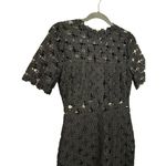 Lulus Ladies Black Cocktail Crochet Lace Bodycon Heartfelt Midi Dress SZ Small Photo 3
